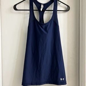 Under Armour Navy Blue/Dark Blue HeatGear Tank Top (Fitted)